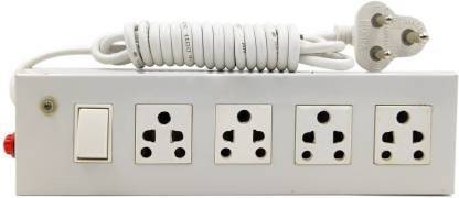 OAX Extension Board 4+1 Metal Body Multi Plug Points Universal Sockets With Single Switch Strip, LED Indicator (White) 6 A Three Pin Socket I Extension Board 4 Socket Extension Boards (Grey) 4  Socket Extension Boards
