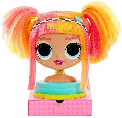 MGA Entertainment L.O.L. Surprise O.M.G. Styling Head Neonlicious with Stick-On Hair for Endless Styles