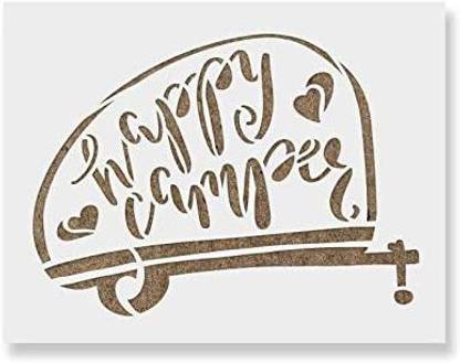 Stencil Revolution Happy Camper Stencil Template for Walls and Crafts - Reusable Stencils for Painting in Small & Large Sizes