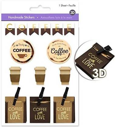 AoneFun Coffee Scrapbook Stickers for Coffee Scrapbooking Stickers for Coffee Scrapbook with Multi-Texture Materials Coffee Stic