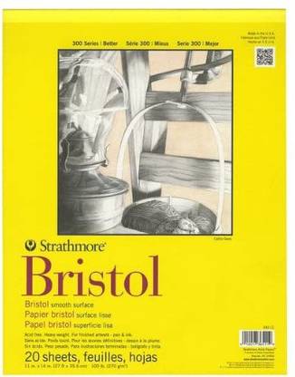Strathmore 300 Series Bristol Smooth Pad, 11"x14" Tape Bound, 20 Sheets
