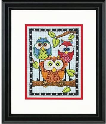 CSS Dimensions 70-65159 Owl Trio Counted Cross Stitch Kit5" x 7"