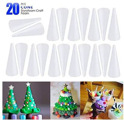 ACTENLY Craft Foam Cone - 20- Pack Cone Shaped Foam for DIY Home Craft ProjectChristmas TreeTable Centerpiece Polystyrene Foam2