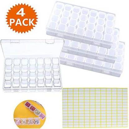 Panxxsen Diamond Embroidery Box,5D Diamond Painting Box,4 Packs 112 Grids,Diamond Painting Storage Containers,Storage Case for Se