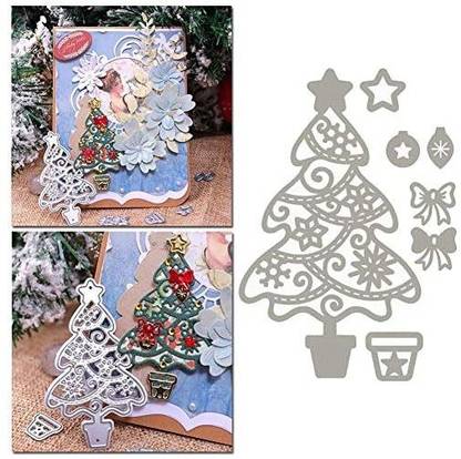Aoniss Christmas Tree Metal Die Cuts Cutting Dies Bow Star Paper Cutting Stencils Templates Cutter Mold for Card Making DIY Gre