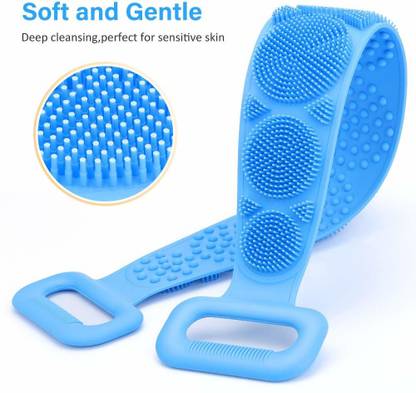 JIGSHTIAL Silicone Bath Body Brush,Exfoliating Long Body Back Scrubber for Shower with Soft Bristles for Men and Women, Improves Blood Circulation, Skin Health