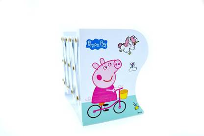 HUSHBEE Metal Peepa Pig Cartoon Design Adjustable Non-Slip Bookend Bracket Book Holder for Room, Office, Library, School and Office Desk Cast Iron Book End