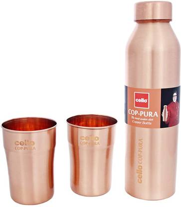 cello Moksha copper bottle, 2 glass 900ml 900 ml Bottle