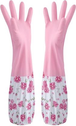 KitchenFest Reusable Long Sleeve PVC Cleaning Winter Household Gloves Wet and Dry Glove