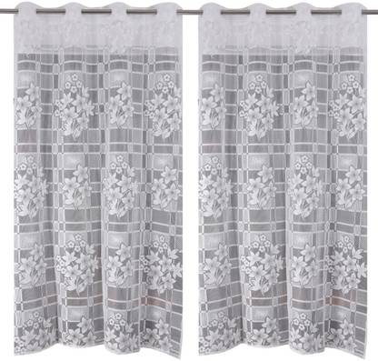 Yuvi Creation 152 cm (5 ft) जाली खिड़की पर्दा (2  का पैक)