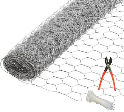 sai praseeda Chicken Poultry Wire Garden Fencing Iron net Anti Bird 27Inches/40 Feets Netting Uv Stablized with Free 1 Cutter,100 PVC Wire Tags FN:18 Portable Green House