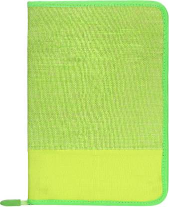 Kopila Jute Cotton Jute Stylish Fancy File Folder/document Holder/Zipper /office file folder with 20 Leafs Size A4/FS Green Color