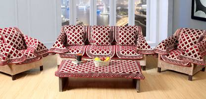 Multitex Velvet Geometric 3+1+1 Seater Sofa Cover