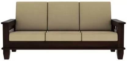 Mooncraft Furniture Solid Wood 3 Seater Wooden Sofa set for living Room Furniture Fabric 3 Seater  Sofa