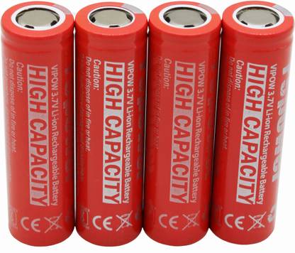 WOZIT -Rspower Rechargeable 3.7 V 3000mAh Li-Ion18650  Pack of 4, Batteries Rechargeable,1000 Recharge Cycles, Power Bank Cell, (it is not AA and AAA Size  Battery