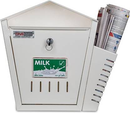 DNS Creative Products DNS Milk Box With Newspaper Holder With Lock Storage Box