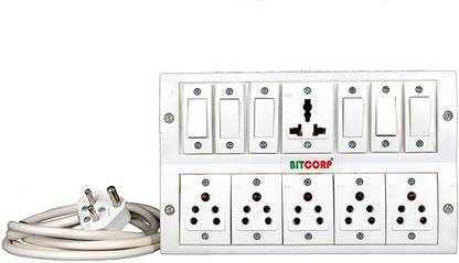 BITCORP Extension Board 6+6 6A 6 Socket 6 Switch 10 Meter 1.5 mm Long Wire Cable Cord With 6 Amp Plug 6  Socket Extension Boards