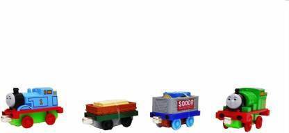 DhyeyCollection Metal Die Cast Double Sided Magnetic Alloy Pull Back Thomas Train - 4 Pieces