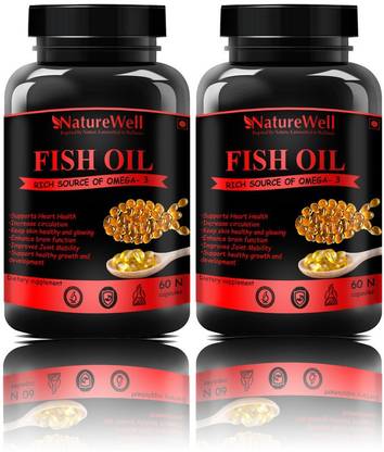 Naturewell Premium Fish Oil (Triple Strength) Omega 3 Red(120 capsules)(Pack of 2)