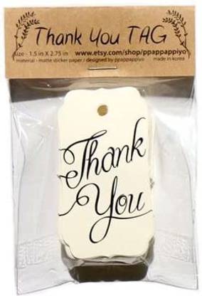 PPAPPAPPIYO Thank You Tag-65 Sheets Size 1.5 X 2.75 Inch