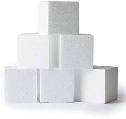 Matican Styrofoam Blocks, 6-Count Smooth Polystyrene Foam Blocks For Crafts, 4 X 4 X 4 Inches