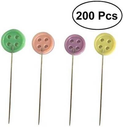 Healifty 200Pcs Flat Head Straight Pins Flat Button Decorative Sewing Pins Patchwork Quilting Pins Diy Craft Dressmaking Accessor