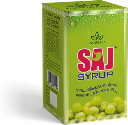 inducare Saj Syrup Acidity Medicine For Hyperacidity, Constipation, Indigestion & Gases 10 ml x 10 Sachets