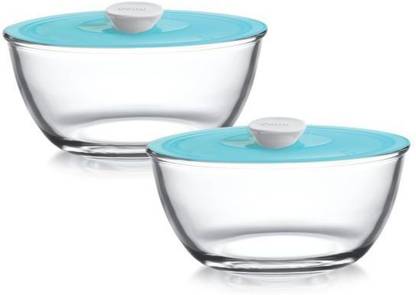 cello Borosilicate Glass Mixing Bowl Chef Mixing Bowl with Lid Set of 2/ 500+500 ml