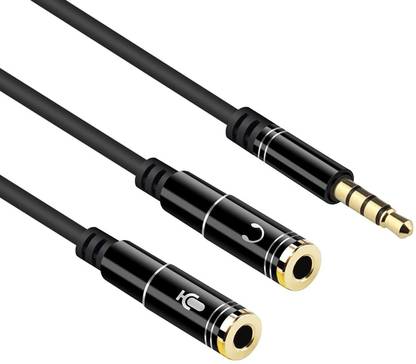 SGMSC Black Gold Plated Headphone Mic Audio Y Splitter Cable 3.5mm with Separate Headse Phone Converter