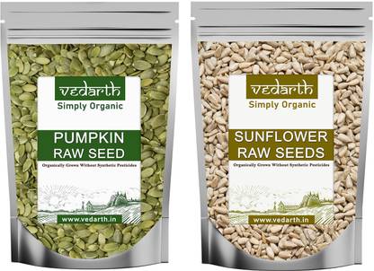 Vedarth Organic Combo of Pumpkin Seed and Sunflower Seed (100 Gram Each Pack) Pumpkin Seeds, Sunflower Seeds