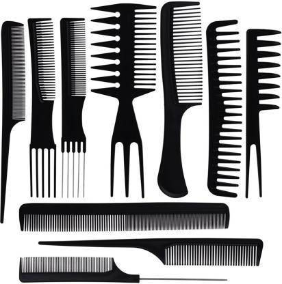 Flemmi Pro Salon Hair Cut Styling Hairdressing Barbers Combs Brush Comb Set, Black