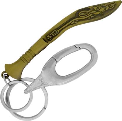 MKK FASHION Golden Khukhri ( Knife ) With Silver Hook New Design Good Quality For Car Bike Keyring Key Chain