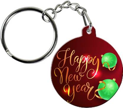 COLOR YARD best happy new year 2021 keychain gift green-baubles design on Key Chain