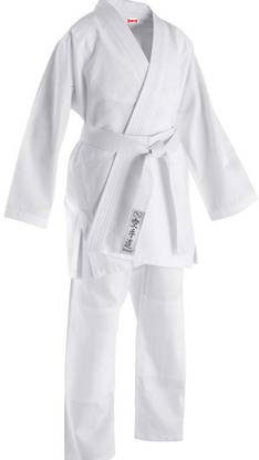 Rakso KARATE Dress for Boys Martial Art Uniform White Top Pant Belt Set Martial Art Uniform
