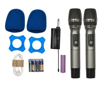 Hayden 112 Multipurpose Duel Wireless Dynamic Microphone with rechargeable Receiver Handheld Mic for Home Office outdoor Event Party, Karaoke Compatible with Mic input speakers (Bag) Camera Microphone