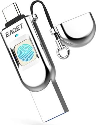 EAGET FU68 32GB USB3.0 Type-C Fingerprint Encrypted Flash Drive U Disk Type C Fingerprint Pendrive 32 GB Pen Drive Compatible with Laptop, Tablet, Desktop Computer, Mobile, Netbook USB 3.0 Metal Case