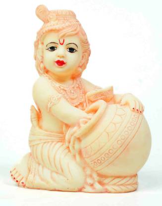 AG Gifts AG GIFTS KRISHNA IDOL MURTI STATUE FOR POOJA ROOM HOME DECOR IVORY COLOR HEIGHT 27 CM MADE RESIN AND POLYMER POWDER Decorative Showpiece  -  27 cm