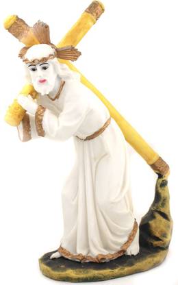 Deep Ganesh Arts Jesus Christ Carrying Cross Christian Statue(White) Decorative Showpiece  -  29 cm