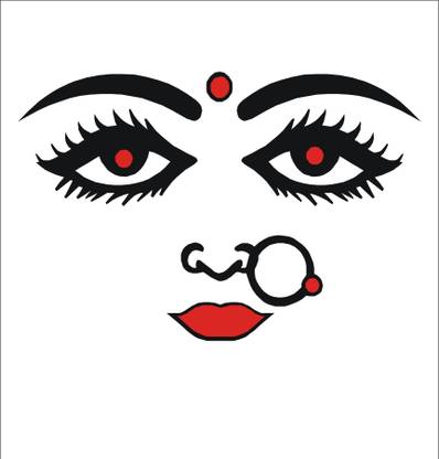 StickerYard 40 cm Durga Maa Face Self Adhesive Sticker