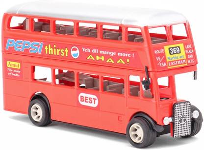 Shinsei Kids Dx. Double Decker Bus Pull-back Race Toy Best Gift for Boys