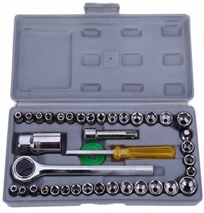 amk tech 40 PCS in 1 Screw Driver / Spanner / Wrench Set Automobile Tool Box Set Socket Wrench Home Tool Kit Set Socket Set
