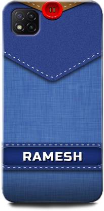 WallCraft Back Cover for POCO C3 RAMESH NAME, R LETTER, BLUE, JEANS, ALPHABET, DESIGN
