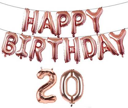 Offer99 Solid "HAPPY BIRTHDAY 20" Rose Gold Letter Foil Balloon for Happy Birthday party Celeberation Letter Balloon
