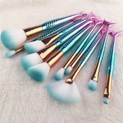 JOTKAPARKASH Makeup Brush Set of 10 Fish Mermaid Tail (Pack of 10)