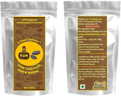 E Food Factory Home Made Dark Chocolate Rum & Raisins Bars