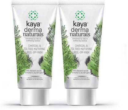 KAYA Charcoal & Tea Tree Mattifying Peel-Off Mask, for normal to oily skin types, 50 ml (Pack of 2)
