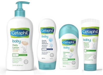 Cetaphil Baby Combo Kit of 4 (Lotion+Wash+Massage Oil+Diaper Rash Cream)