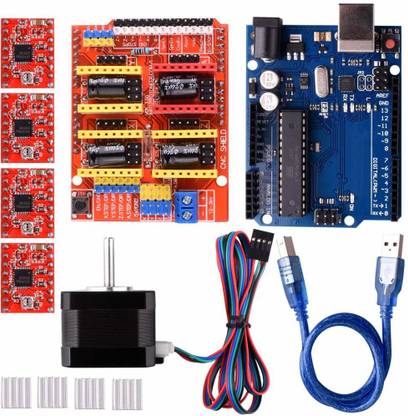 Electrobot CNC Shield Kits for 3D Printer, Nema 17 Stepper Motor, A4988 Stepper Motor Driver with Heat Sink Educational Electronic Hobby Kit