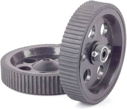 jivith 10 X 2 Cm Gear Motor Robot Wheel, Tyres for 6 mm Shaft Geared Dc Motor - 4 Pieces Electronic Components Electronic Hobby Kit