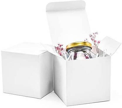 Valbox 3x3x3 Gift Boxes 50pcs Recycled Paper Cube Boxes with Lids for Gifts, Crafting, Cupcake Boxes, Easy Assemble Box Gift wrapper Plastic Gift Wrapper